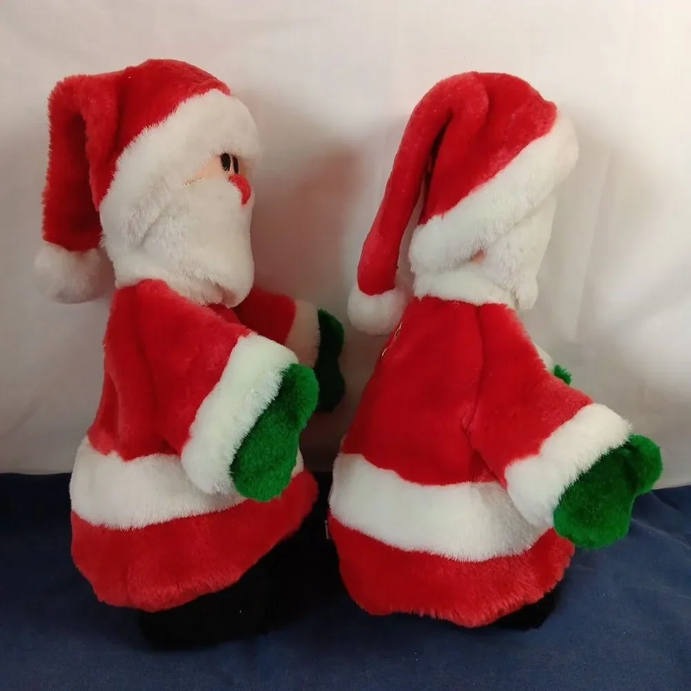 Vintage Santa Plush Pouch Christmas Decor Silent Craft Zipper Closer Satin Soft